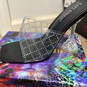 Cape Robbin Black and Clear Rhinestone Heels